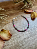Pink Opal & Sterling Silver Pearl Bracelet