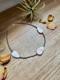 Sterling Silver Choker – 4 Flat Pink Conch Teardrops – 14.5" Approx.