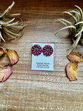 Cluster Earrings – Dark Pink Opal & Sterling Silver