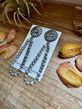 Eugene Charley Navajo Concho & Teardrop Dangle Earrings – Sterling Silver