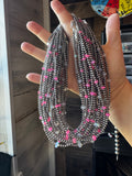 Pink Opal & Sterling Silver Pearl Necklace – 15"