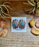 Rectangle Concho Earrings – Kingman Turquoise, Sterling Silver