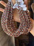 14-Inch Sterling Silver Torpedo & Spiny Oyster Heishi Choker