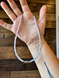 Purple shell heishi choker with Sterling Silver Pearls