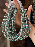 14-Inch Sterling Silver Torpedo & Blue/Green Mexican Turquoise Choker