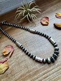 Sterling Silver Barrel Bead Necklace – 20” – Saucer & Barrel Beads