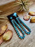 Sterling Silver Long Teardrop Earrings with Kingman Turquoise – 4 Inch, Post Style, USA Made