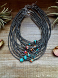 14-Inch Sterling Silver Pearl & Mojave Bead Choker