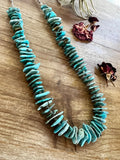 26 inch long blue thick chips turquoise necklace