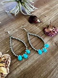 Magnesite turquoise teardrop earrings dangle western jewelry