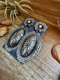Leander Tahe Sterling Silver Earrings – Post & Dangle Statement with Stamped Detail