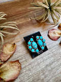 Kingman Turquoise Half Cluster Earrings – Sterling Silver, Zia Stamp, USA Made