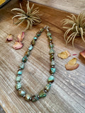 18-Inch Chunky Turquoise Nugget Necklace with Sterling Silver Pearls