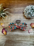 Orange & Turquoise bow hair clips
