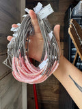 15-Inch Pink Conch Heishi Necklace – Sterling Silver Pearls, Handmade
