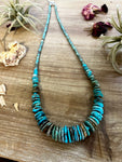 22 inch graduated turquoise necklace - tri-color second version