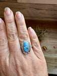 Golden Hills Turquoise Ring – Navajo Handmade by Virgil Chee, Size 8.5