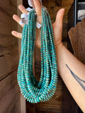 20.5-Inch Graduated Turquoise Disk Necklace with Sterling Pearls