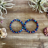 Lapis hoop earrings with spiny oyster and turquoise