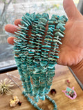 26 inch long blue thick chips turquoise necklace