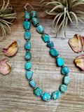 18-Inch Turquoise Nugget Necklace with 4mm Sterling Silver Pearls