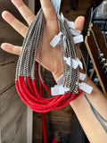 15-Inch Red Magnesite Heishi Necklace – Sterling Silver Pearls, Handmade