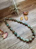 18-Inch Chunky Turquoise Nugget Necklace with Sterling Silver Pearls