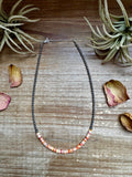 15-Inch Spiny Oyster Heishi Necklace – Sterling Silver Pearls, Handmade