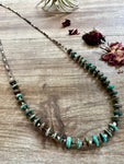 Green rondelle turquoise necklace with cream shells - fall collection