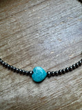 15-Inch Peruvian Amazonite Heart Necklace – 5 Hearts, Handmade with Sterling Silver Pearls
