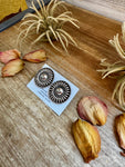 Stamped Sterling Silver Concho Stud Earrings, TC Stamp, 1.5" Round