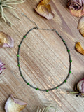Green Turquoise Glass Seed Bead Necklace – 14 Inch