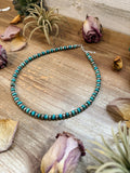 Sterling Silver & Turquoise Heishi Necklace – 16.5” – 6 mm Sterling Pearls