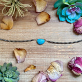 Sterling Silver & Turquoise Choker – 13” + Extender – 4 mm Pearls – Handmade In-House