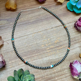 Mixed Turquoise & Spiny Oyster Heishi Necklace – 19”