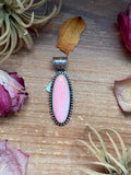 Pink Conch Shell Sterling Silver Pendant – Long Oval – Stamped NED NEZ