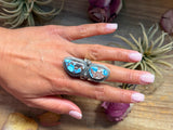 2-Stone Golden Hills Turquoise Sterling Silver Ring – Adjustable