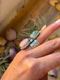 Kingman Turquoise & Pink Conch Sterling Silver Ring – Size 6.5