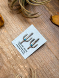 Sterling Silver Cactus Stud Earrings with Kingman Turquoise