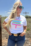WHITE- Neon Boot Stitch Tee