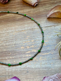 Green Turquoise Glass Seed Bead Necklace – 14 Inch