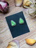 Sterling Silver High Grade Carico Lake Turquoise Stud Earrings – Handmade by Artist Jason Ogg