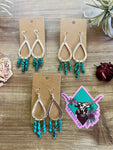teardrop earrings real turquoise nuggets